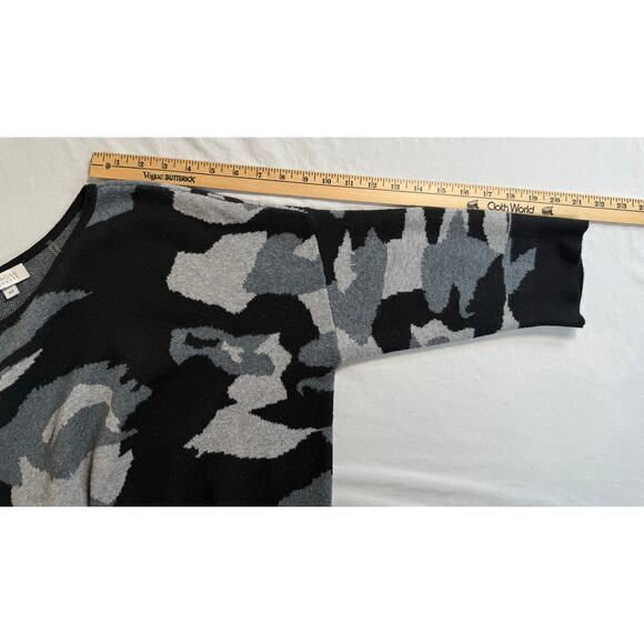 Kinross Cashmere Sweater‎ Womens Medium Boxy Black Gray White Pullover - Picture 7 of 9